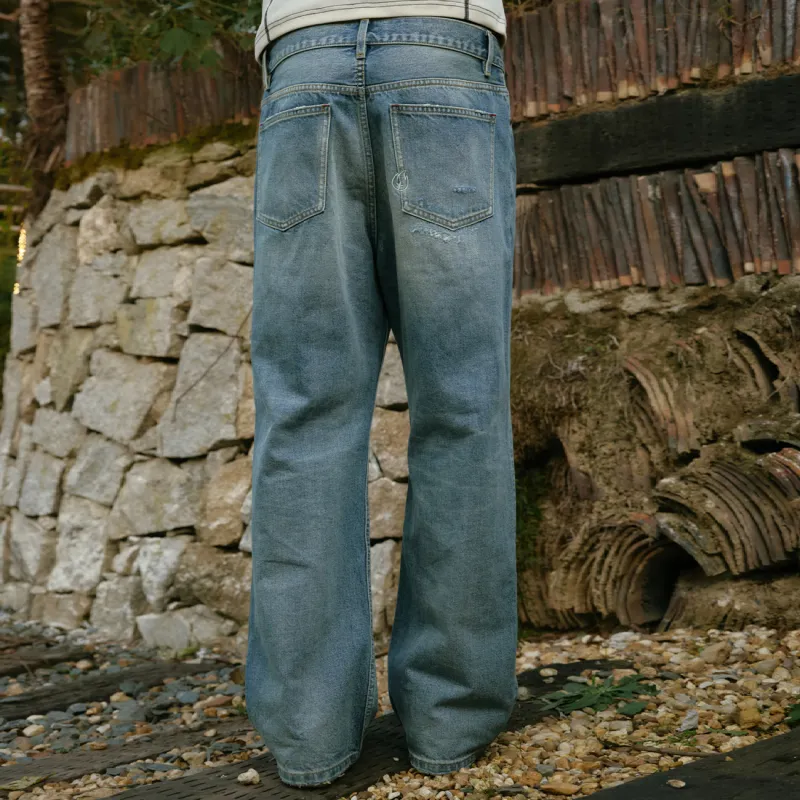 BURNIN Jeans Unisex Washed Blue-4