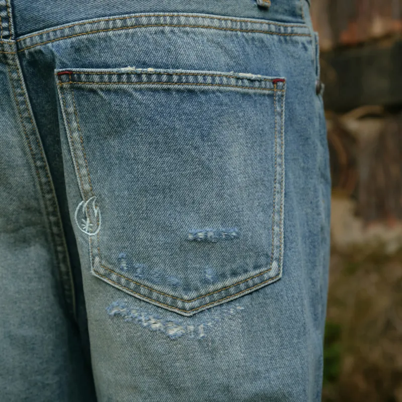 BURNIN Jeans Unisex Washed Blue-5