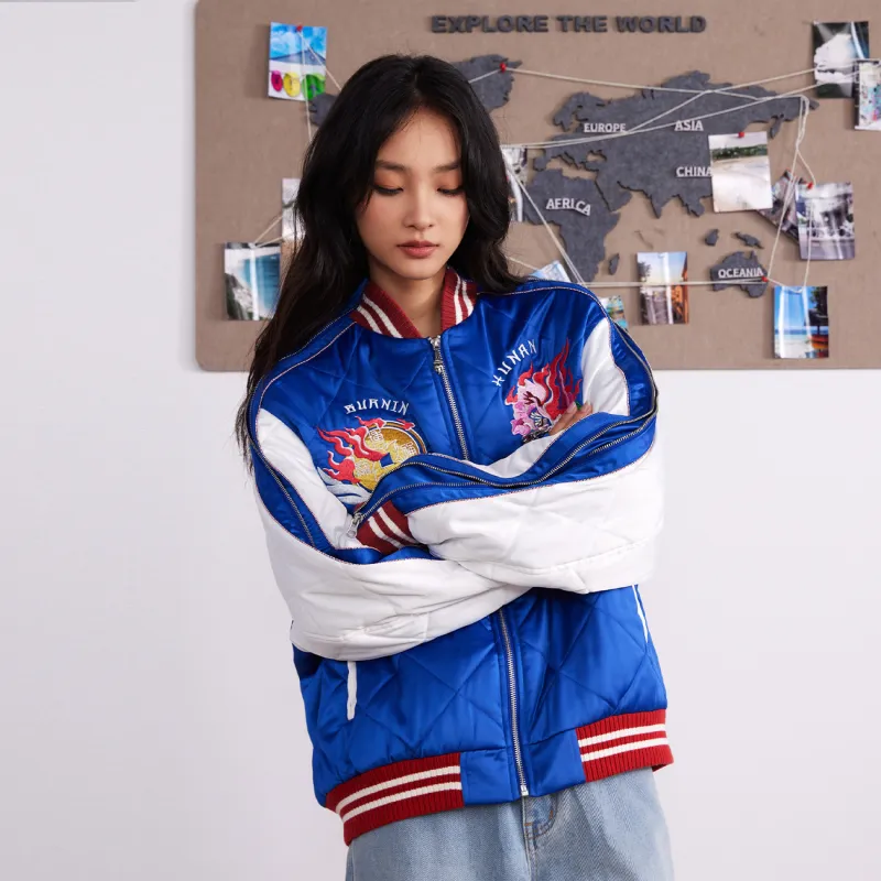BURNIN Jacket Unisex Royal Blue & White-5