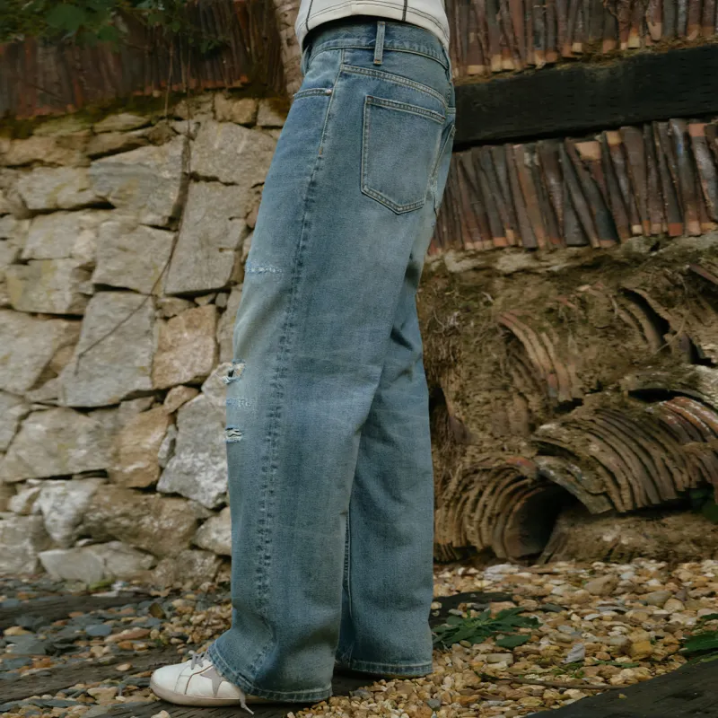 BURNIN Jeans Unisex Washed Blue-3