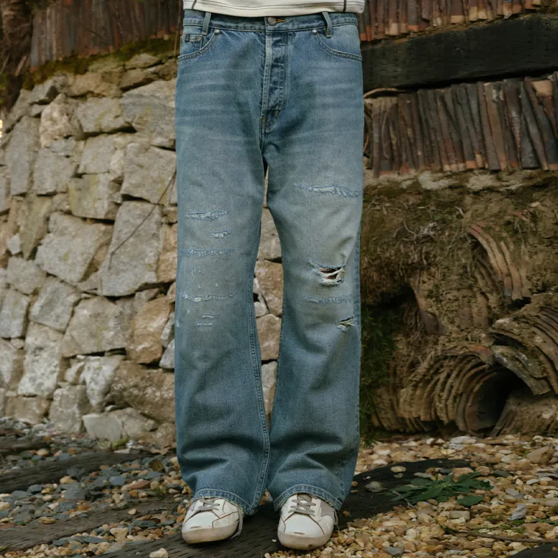 BURNIN Jeans Unisex Washed Blue-2