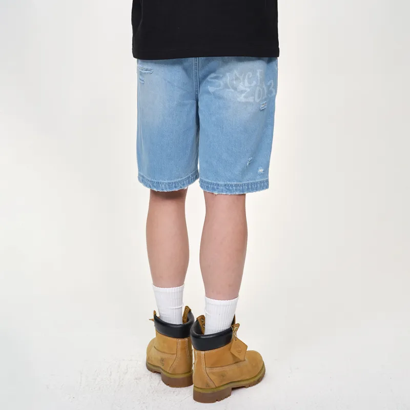 BURNIN Denim Shorts Unisex Blue-3