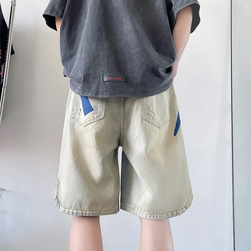 7 SEVFUN Denim Shorts Unisex Yellow Mud-5