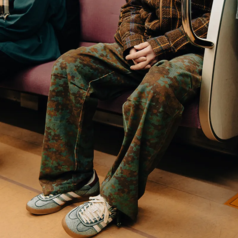 Round Two SS24 Casual Pants Unisex Green Camouflage-2