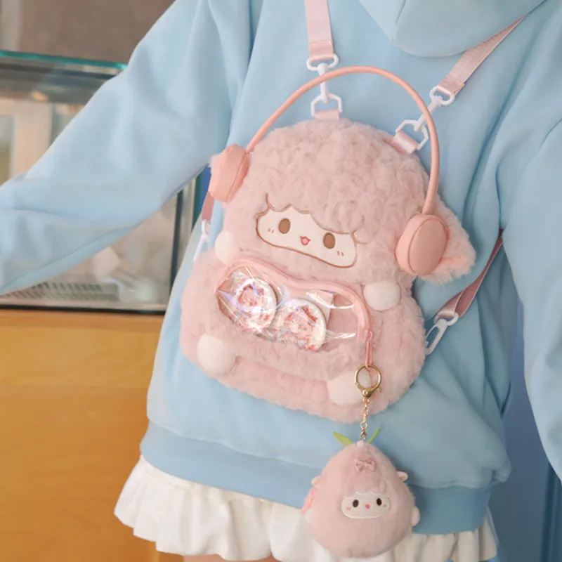 Holding Bamboo Polyester Backpack Unisex Pink-2