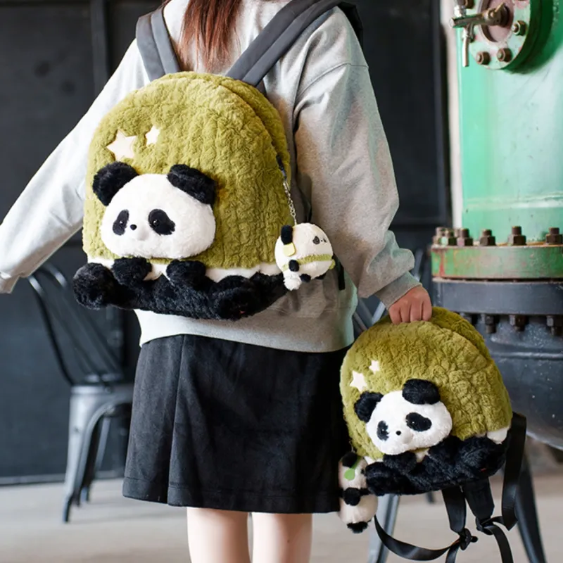 Holding Bamboo Polyester Backpack Medium Size Women's Green-3