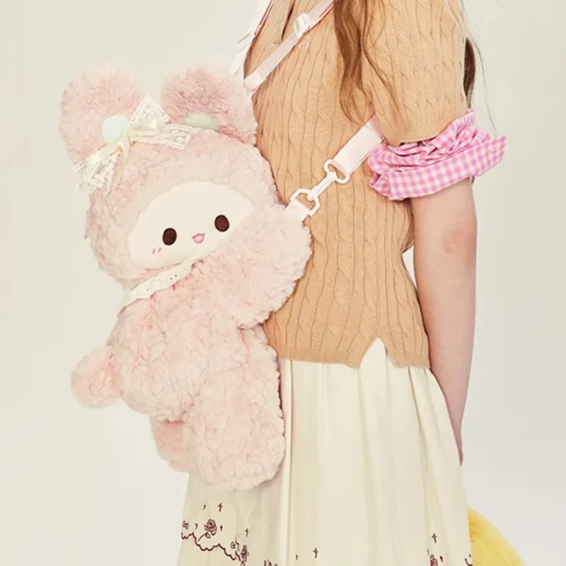 Holding Bamboo Polyester Backpack Large Size Unisex Pink-2
