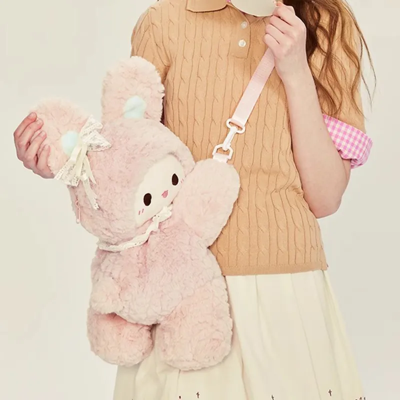 Holding Bamboo Polyester Backpack Large Size Unisex Pink-3
