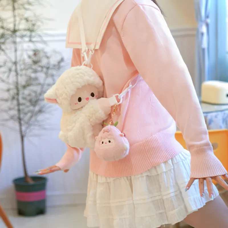 Holding Bamboo Polyester Backpack Regular Women's White-1