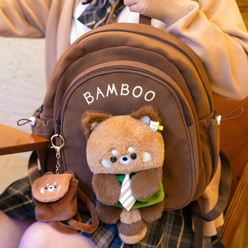 Holding Bamboo Polyester Backpack Regular Unisex Brown-3