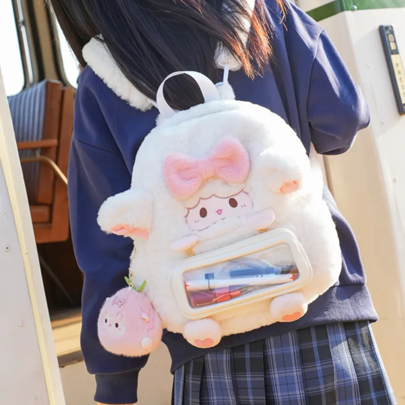 Holding Bamboo Polyester Backpack Regular Unisex White-1