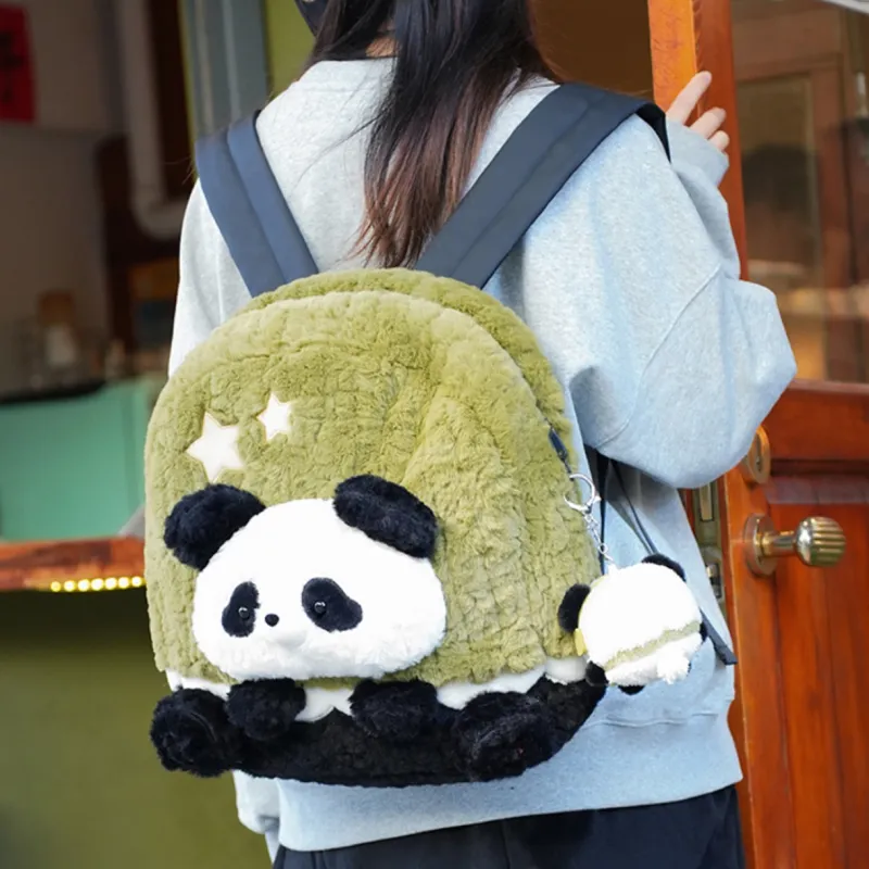 Holding Bamboo Polyester Backpack Medium Size Women's Green-1