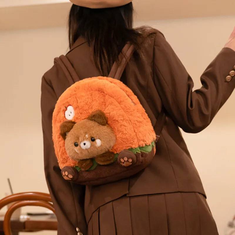 Holding Bamboo Polyester Backpack Medium Size Unisex Orange-2