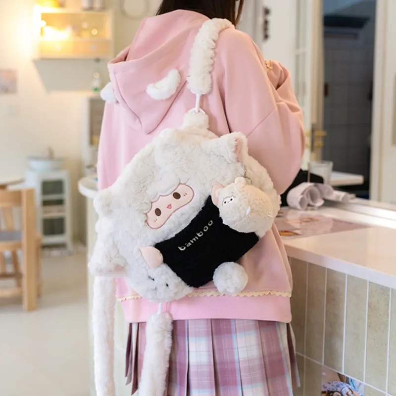 Holding Bamboo Polyester Backpack Regular Women's White-3