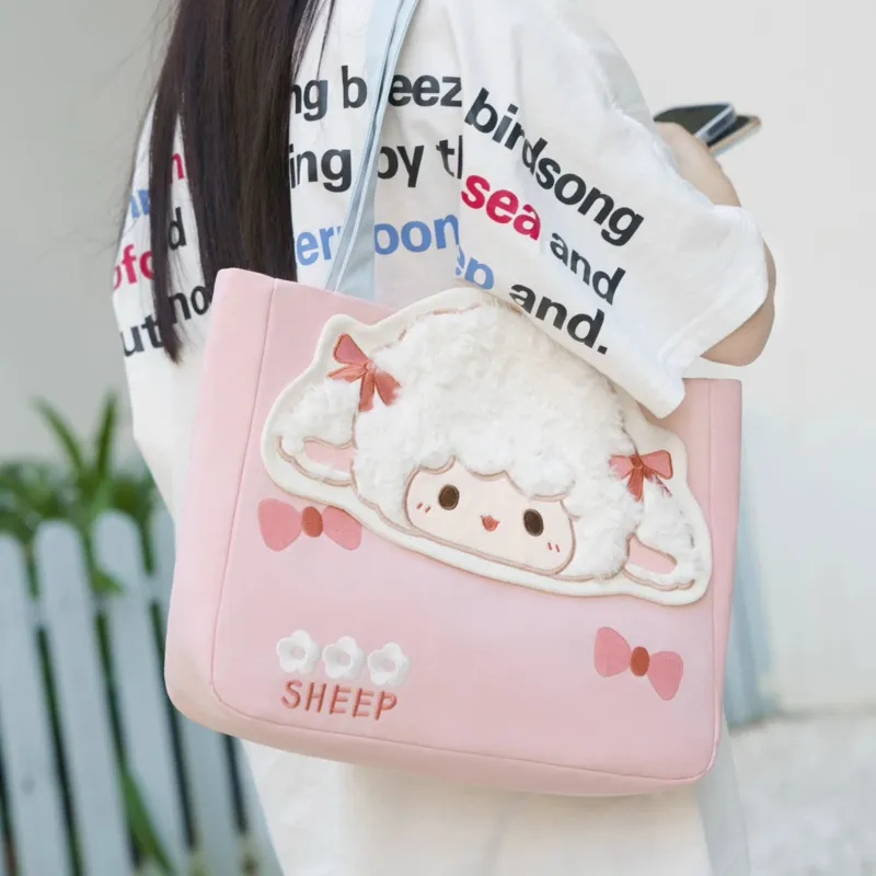 Holding Bamboo Polyester With Canvas Handbag, Shoulder Bag Regular Unisex Pink-2