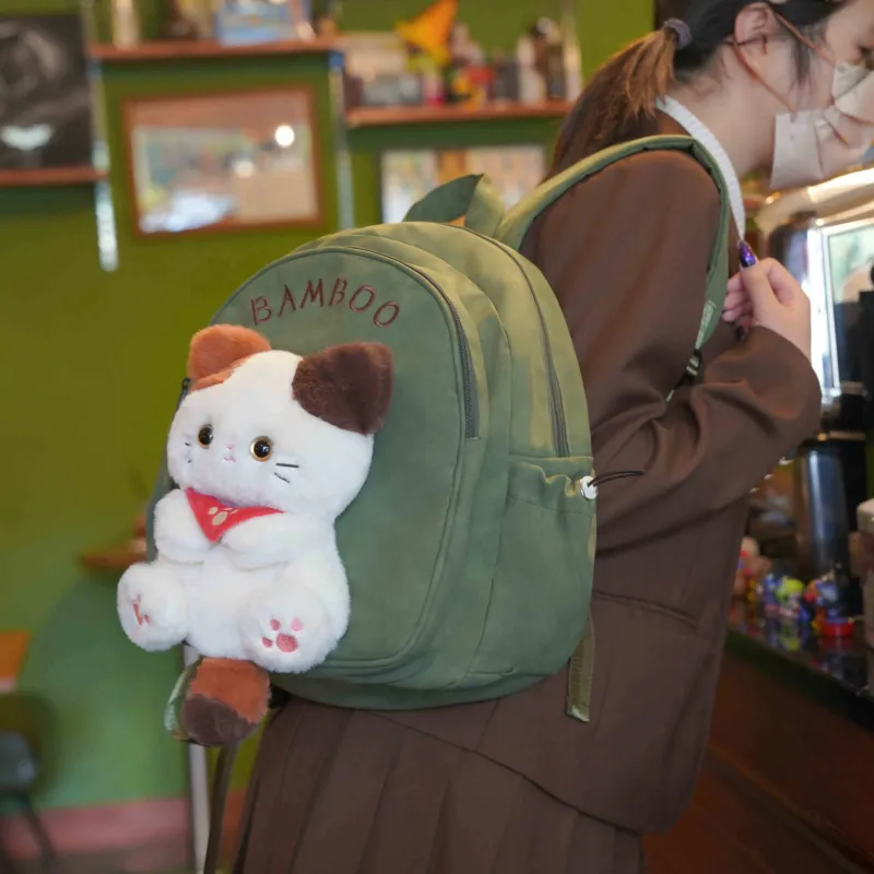 Holding Bamboo Rabbit Fur And Suede Backpack Regular Unisex Green-4