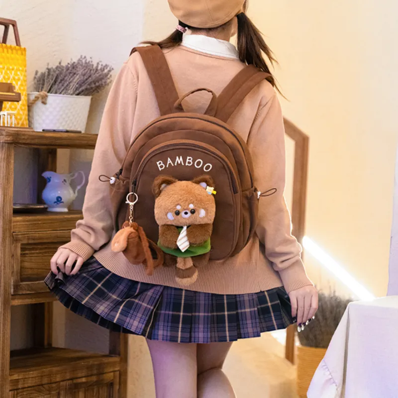 Holding Bamboo Polyester Backpack Regular Unisex Brown-1