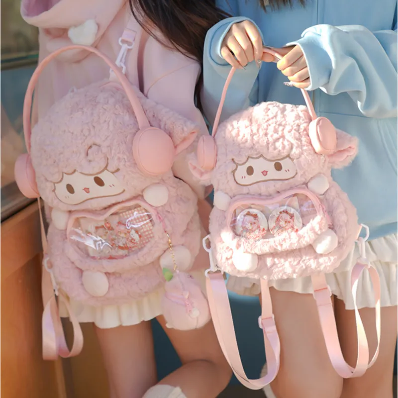 Holding Bamboo Polyester Backpack Unisex Pink-3