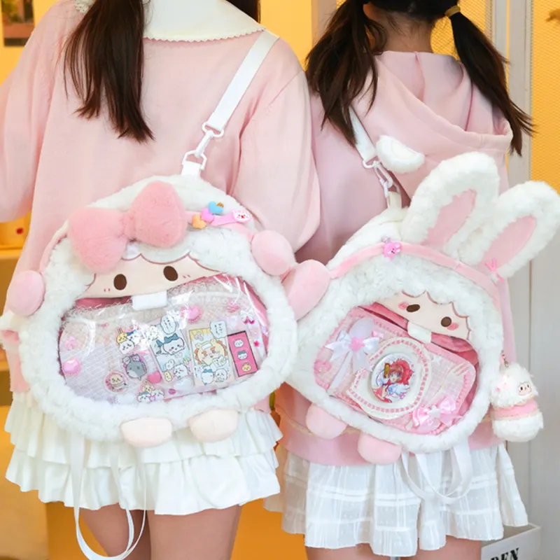 Holding Bamboo Polyester Backpack Tubas Unisex White-1