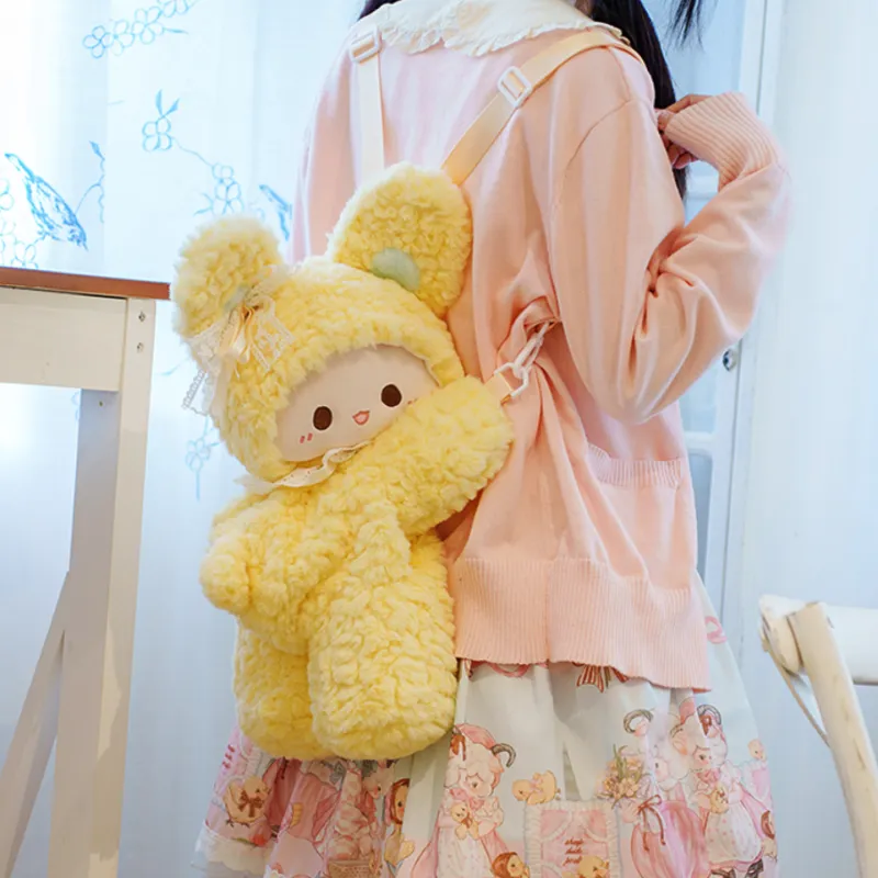 Holding Bamboo Polyester Backpack Large Size Unisex Pink-15