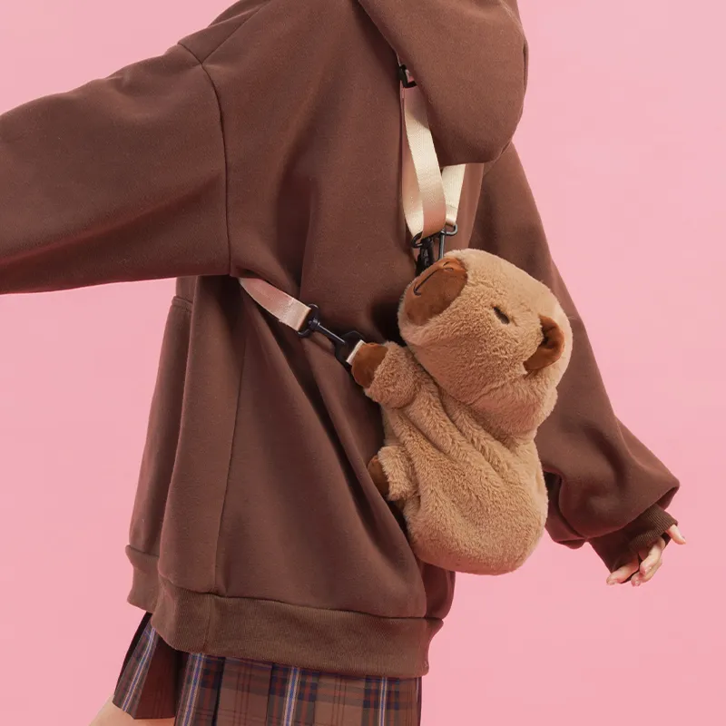 Holding Bamboo Polyester One Shoulder Crossbody Backpack Medium Size Unisex Brown-4