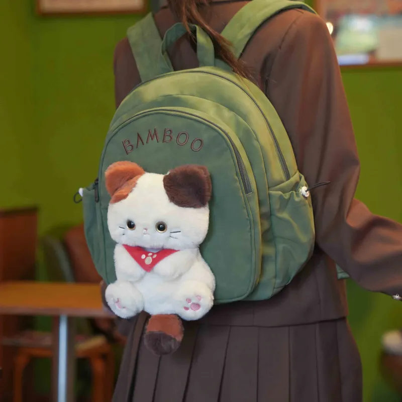 Holding Bamboo Rabbit Fur And Suede Backpack Regular Unisex Green-1