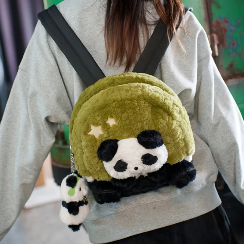 Holding Bamboo Polyester Backpack Medium Size Women's Green-2
