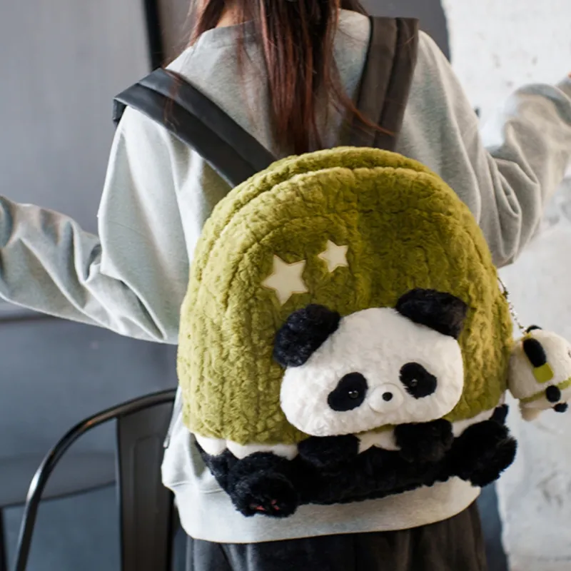 Holding Bamboo Polyester Backpack Medium Size Women's Green-4