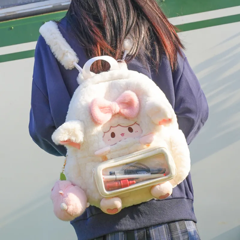 Holding Bamboo Polyester Backpack Regular Unisex White-3