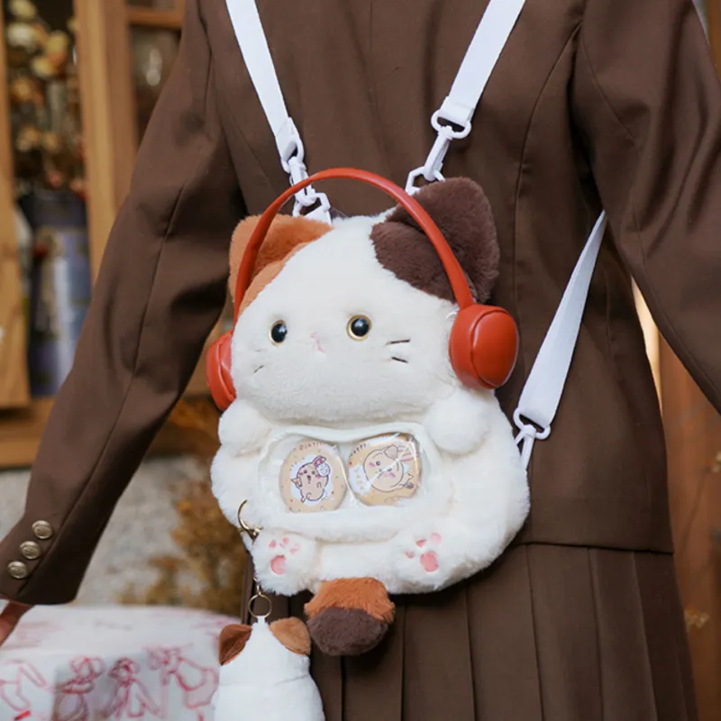 Holding Bamboo Polyester Backpack Medium Size Unisex White-2