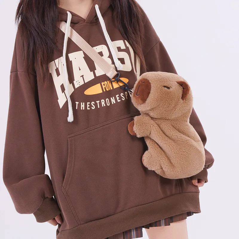 Holding Bamboo Polyester One Shoulder Crossbody Backpack Medium Size Unisex Brown-3