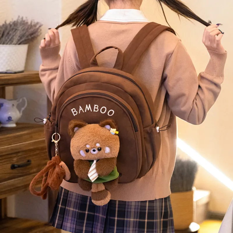 Holding Bamboo Polyester Backpack Regular Unisex Brown-2