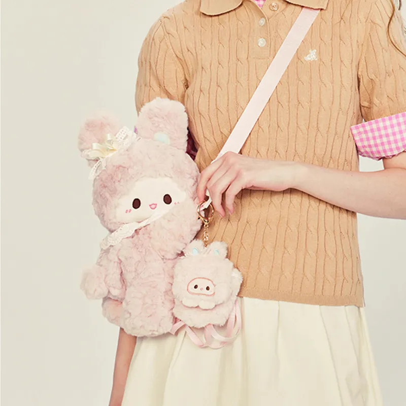 Holding Bamboo Polyester Backpack Large Size Unisex Pink-6