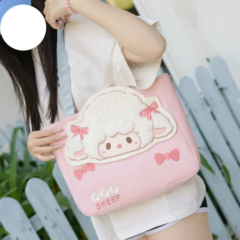 Holding Bamboo Polyester With Canvas Handbag, Shoulder Bag Regular Unisex Pink-3