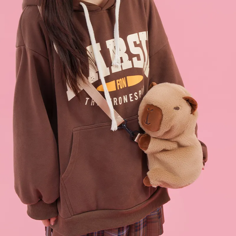 Holding Bamboo Polyester One Shoulder Crossbody Backpack Medium Size Unisex Brown-1