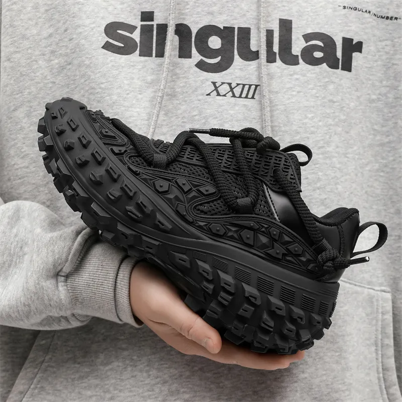 BLVCK PARIS Dark Night Series Chunky Sneakers Unisex Low Top Black/Beige-5