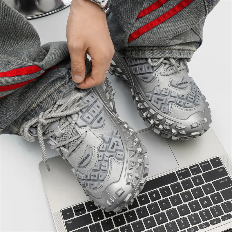 BLVCK PARIS Abrasion Resistant Lightweight Height Increasing Low Top Chunky Sneakers Unisex-4