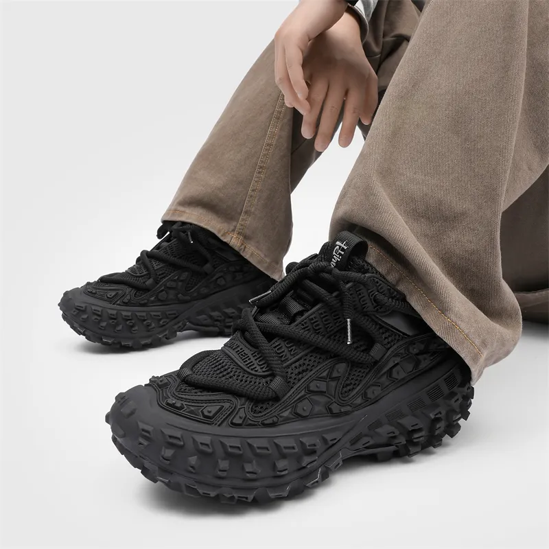 BLVCK PARIS Dark Night Series Chunky Sneakers Unisex Low Top Black/Beige-6