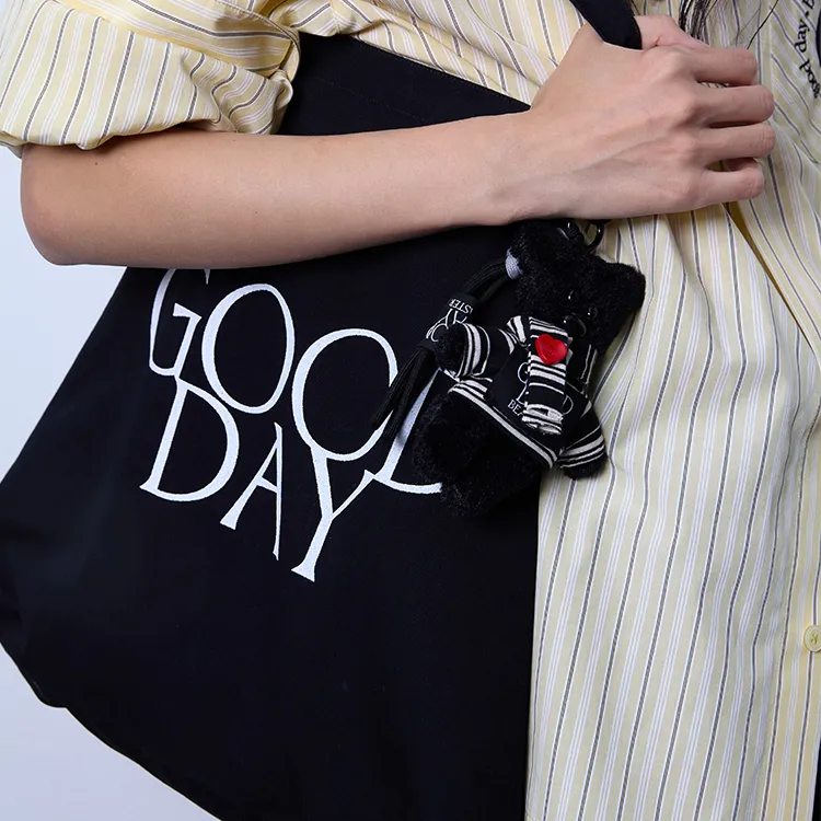 BEASTER Cotton Shoulder Bag Women's Black-4