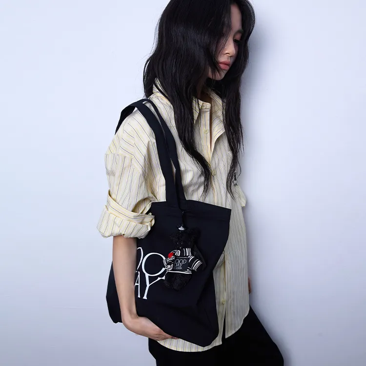 BEASTER Cotton Shoulder Bag Women's Black-3