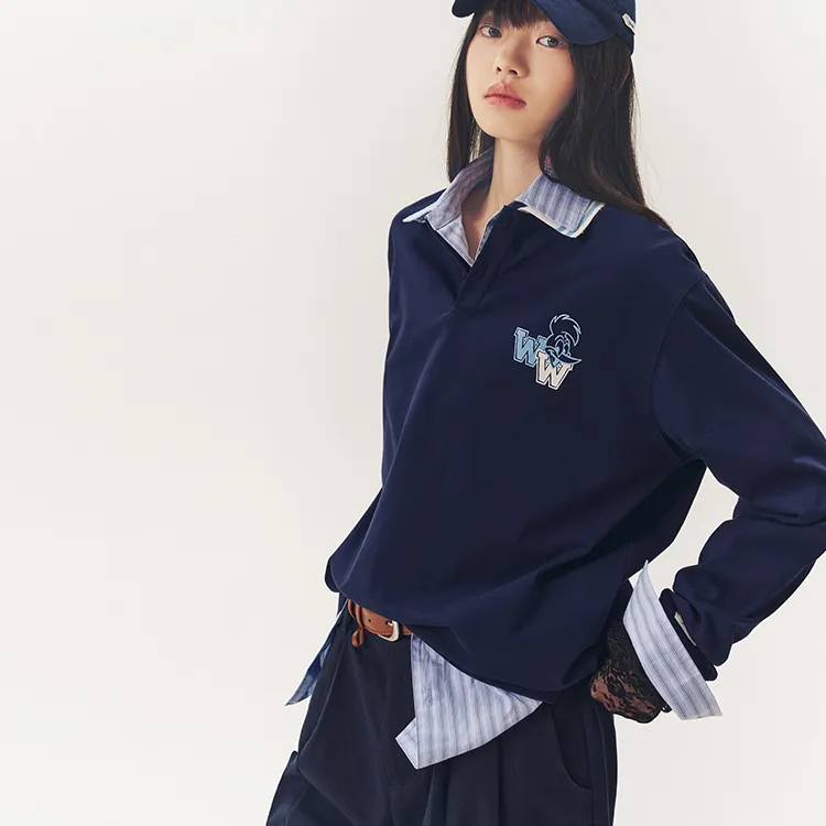 BEASTER x WOODY Polo Shirt Women's Navy Blue-4