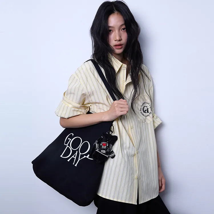 BEASTER Cotton Shoulder Bag Women's Black-5