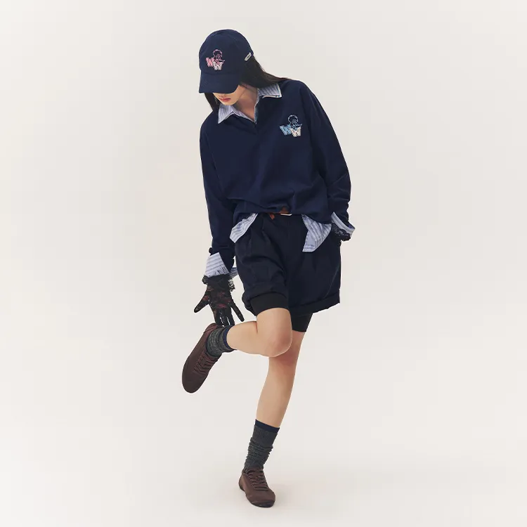 BEASTER x WOODY Polo Shirt Women's Navy Blue-2