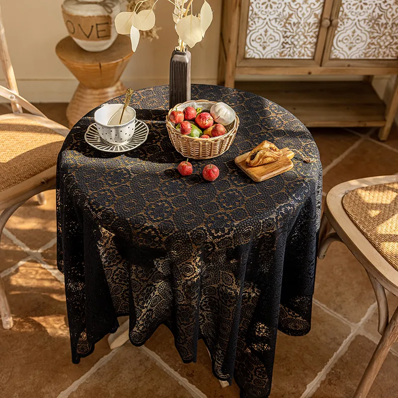 Yalu Alice Oli Lace Gauze Tablecloth With Cut Out Lace Design-23