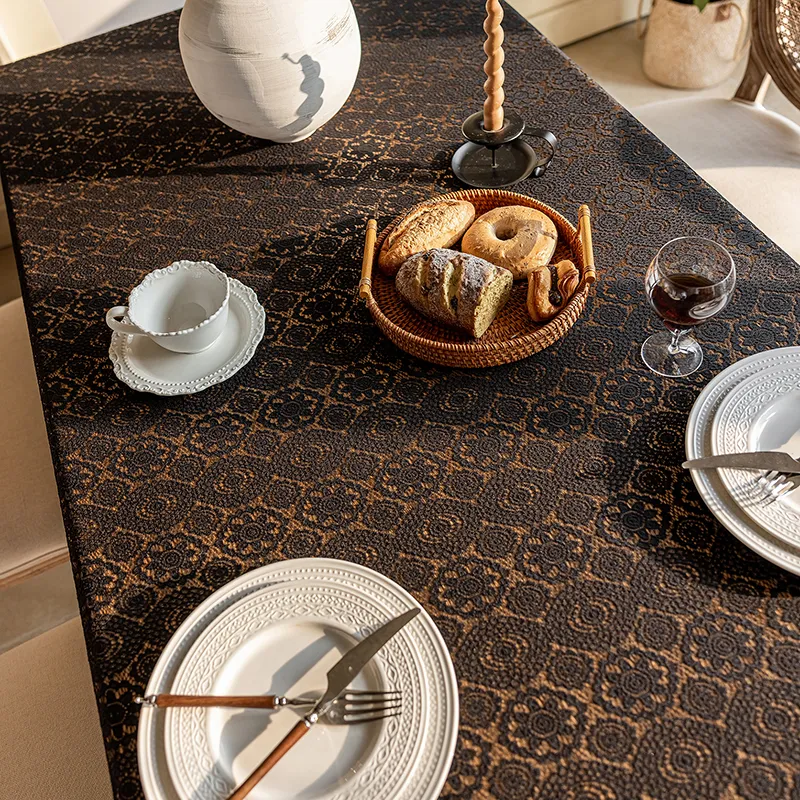 Yalu Alice Oli Lace Gauze Tablecloth With Cut Out Lace Design-48