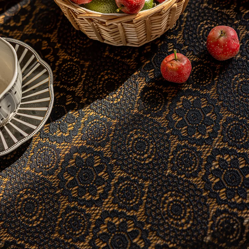 Yalu Alice Oli Lace Gauze Tablecloth With Cut Out Lace Design-24