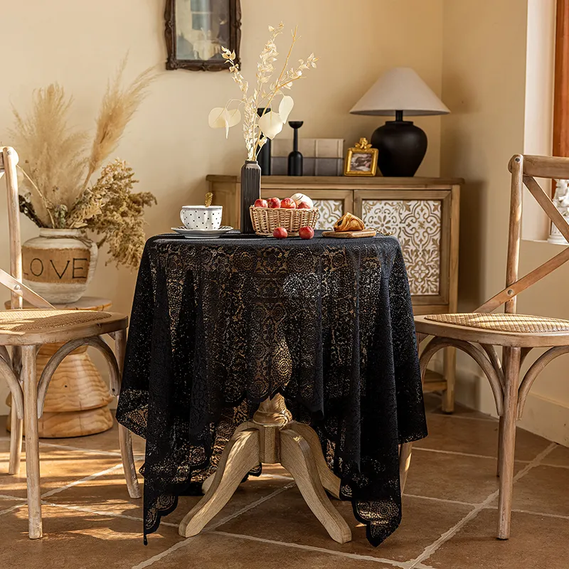 Yalu Alice Oli Lace Gauze Tablecloth With Cut Out Lace Design-20
