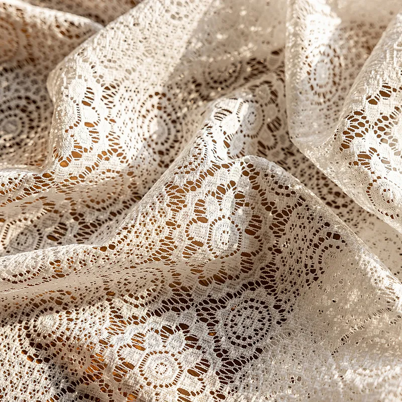 Yalu Alice Oli Lace Gauze Tablecloth With Cut Out Lace Design-42