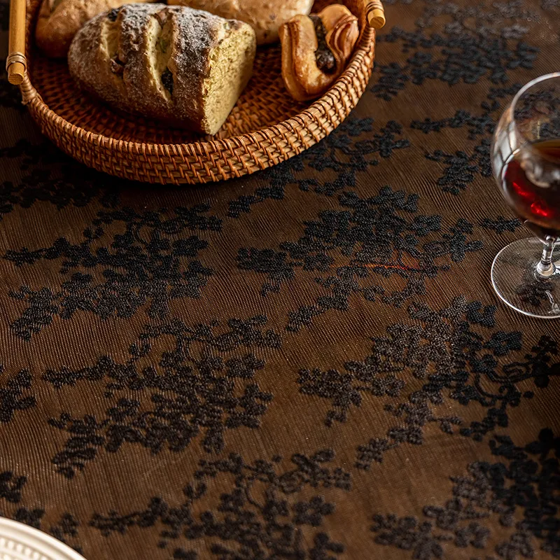 Yalu Alice Oli Lace Gauze Tablecloth With Cut Out Lace Design-36
