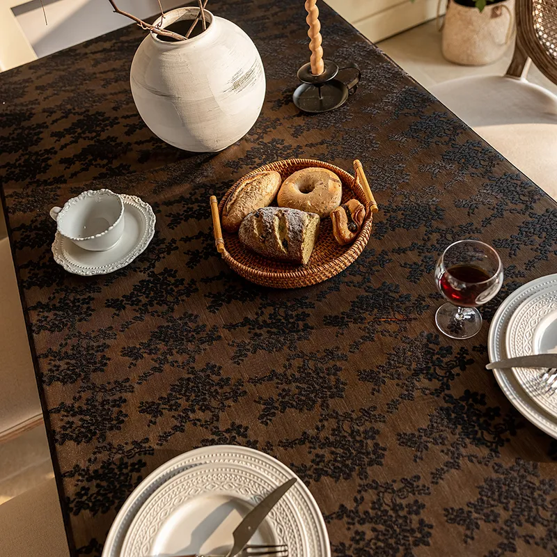 Yalu Alice Oli Lace Gauze Tablecloth With Cut Out Lace Design-35